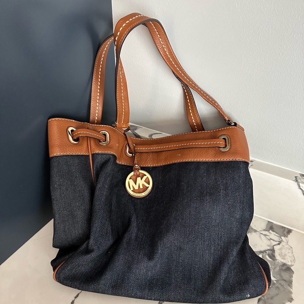 Michael Kors Navy and Tan Tote Bag